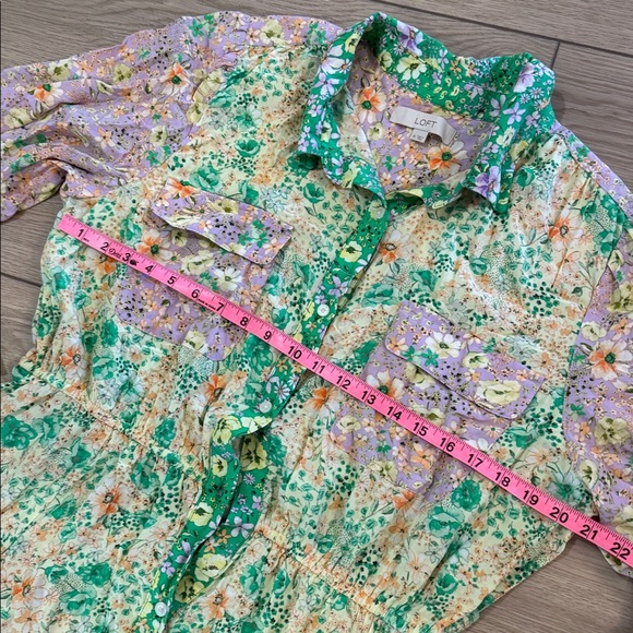 LOFT Floral Godet Pocket Shirtdress Size XL| Cottagecore floral patchwork - Picture 9 of 14